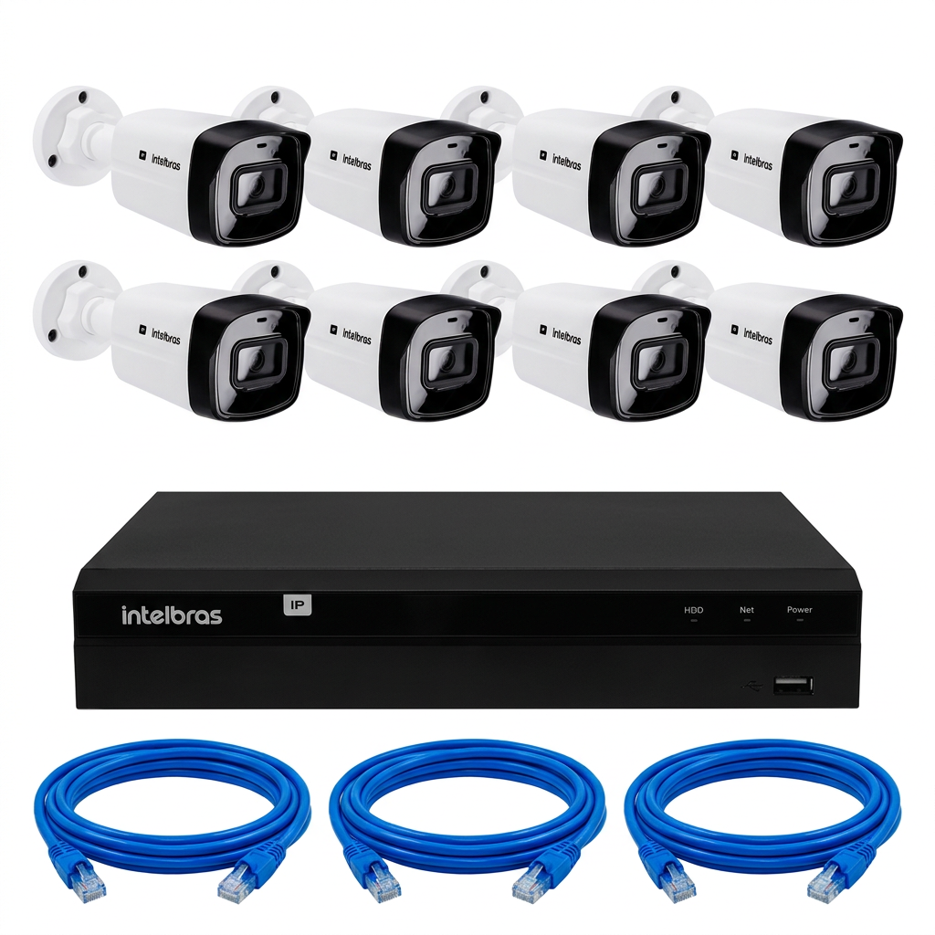 Kit 08 Câmeras PoE Vipc 1230 Bullet G2 Intelbras