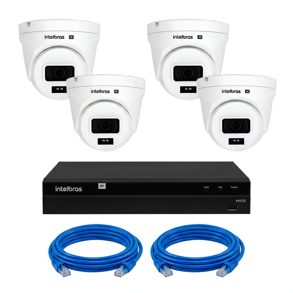 Kit 04 Câmeras IP Vipc 1230 Dome G2 Intelbras
