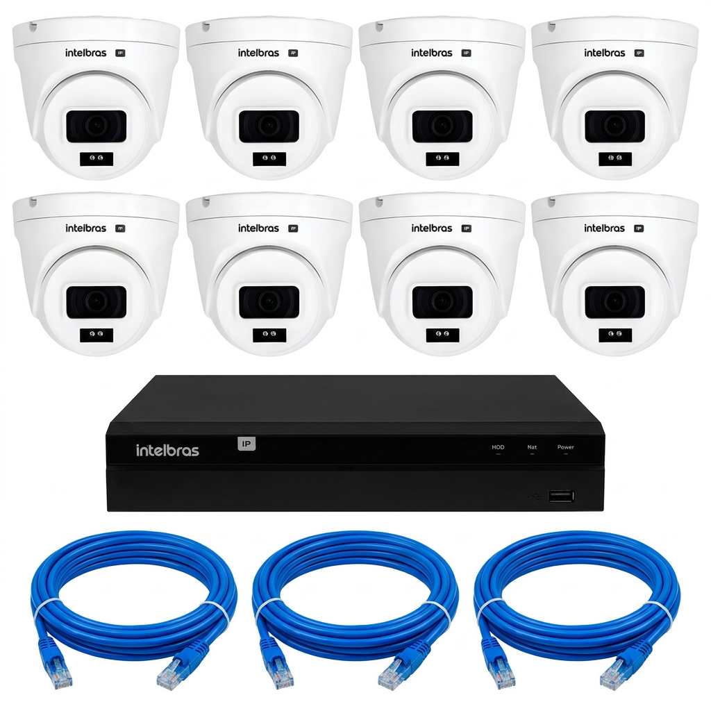 Kit 08 Câmeras IP Vipc 1230 Dome Intelbras